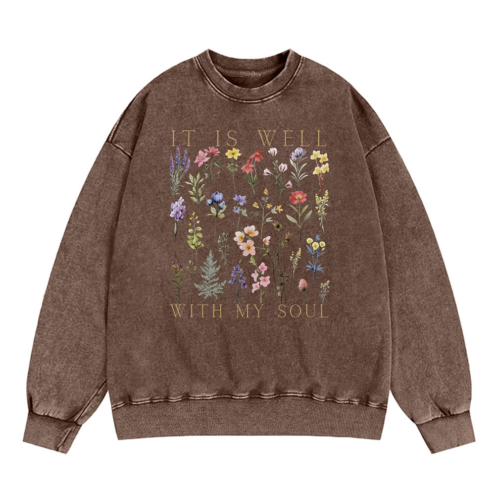 It Is Well With My Soul Christian Washed Sweatsshirt Sale - GuidingCross