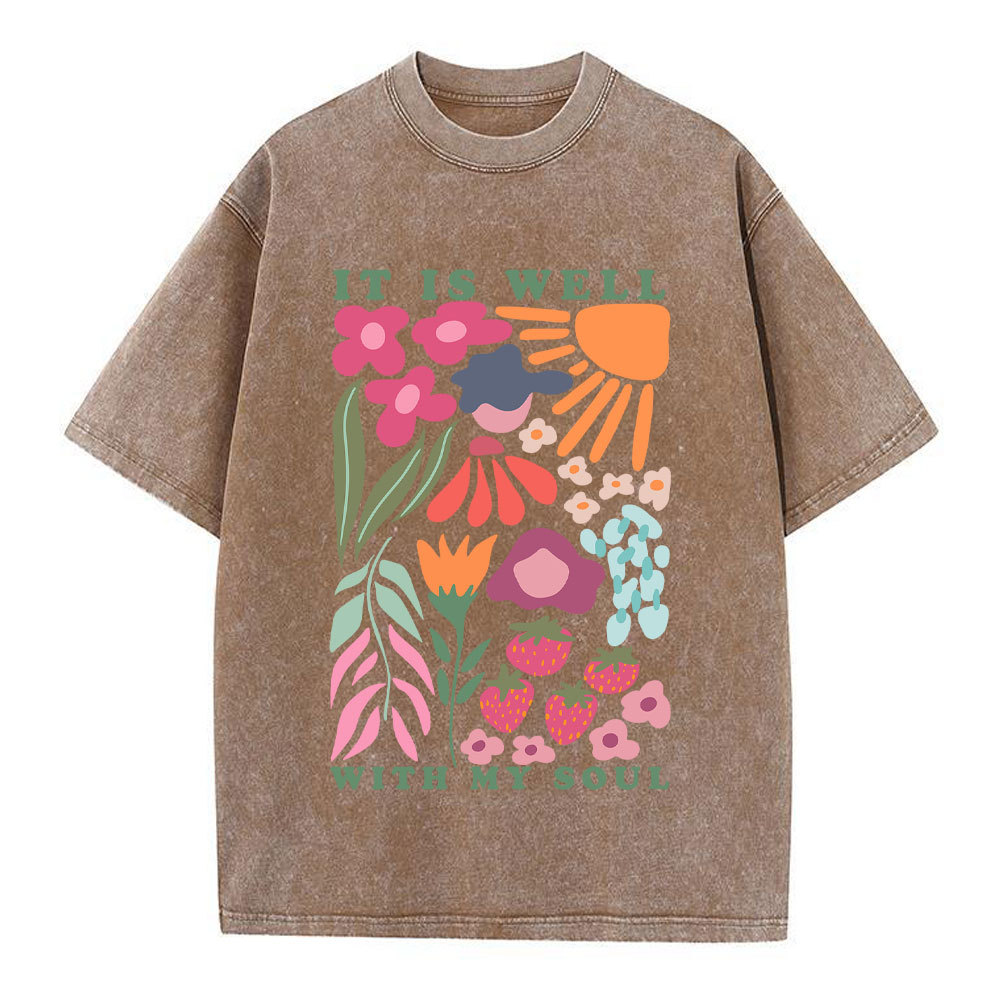 It Is Well With My Soul Christian Washed T-Shirt