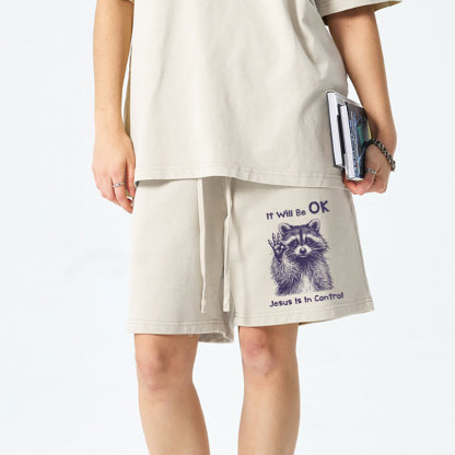 It Will Be Ok Jesus Is In Control Chrsitian Washed Shorts