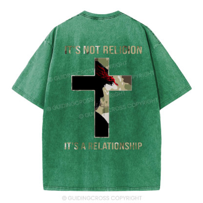 It's Not Religion It's A Relationship Christian Washed T-Shirt