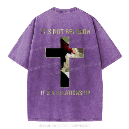 It's Not Religion It's A Relationship Christian Washed T-Shirt