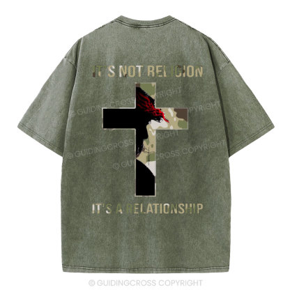 It's Not Religion It's A Relationship Christian Washed T-Shirt