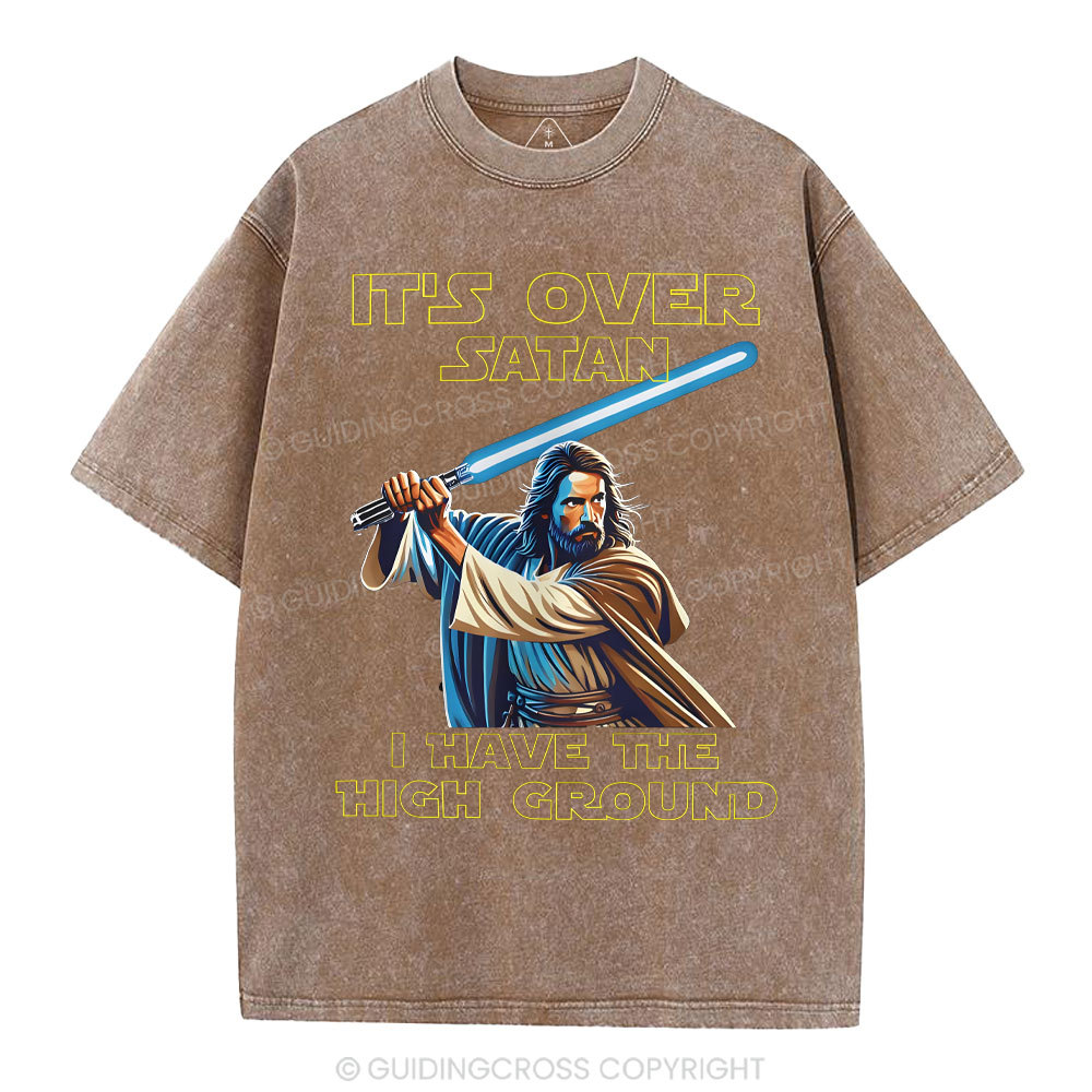 It's Over Satan Chrsitian Washed T-Shirt