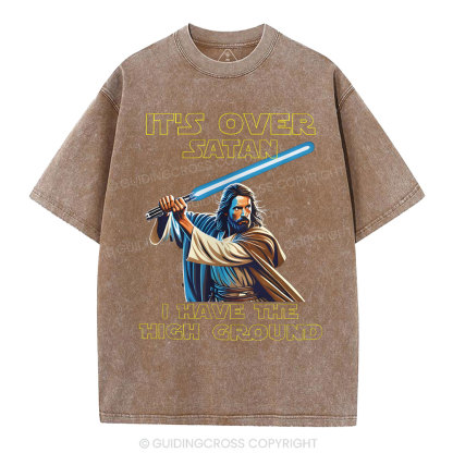 It's Over Satan Chrsitian Washed T-Shirt