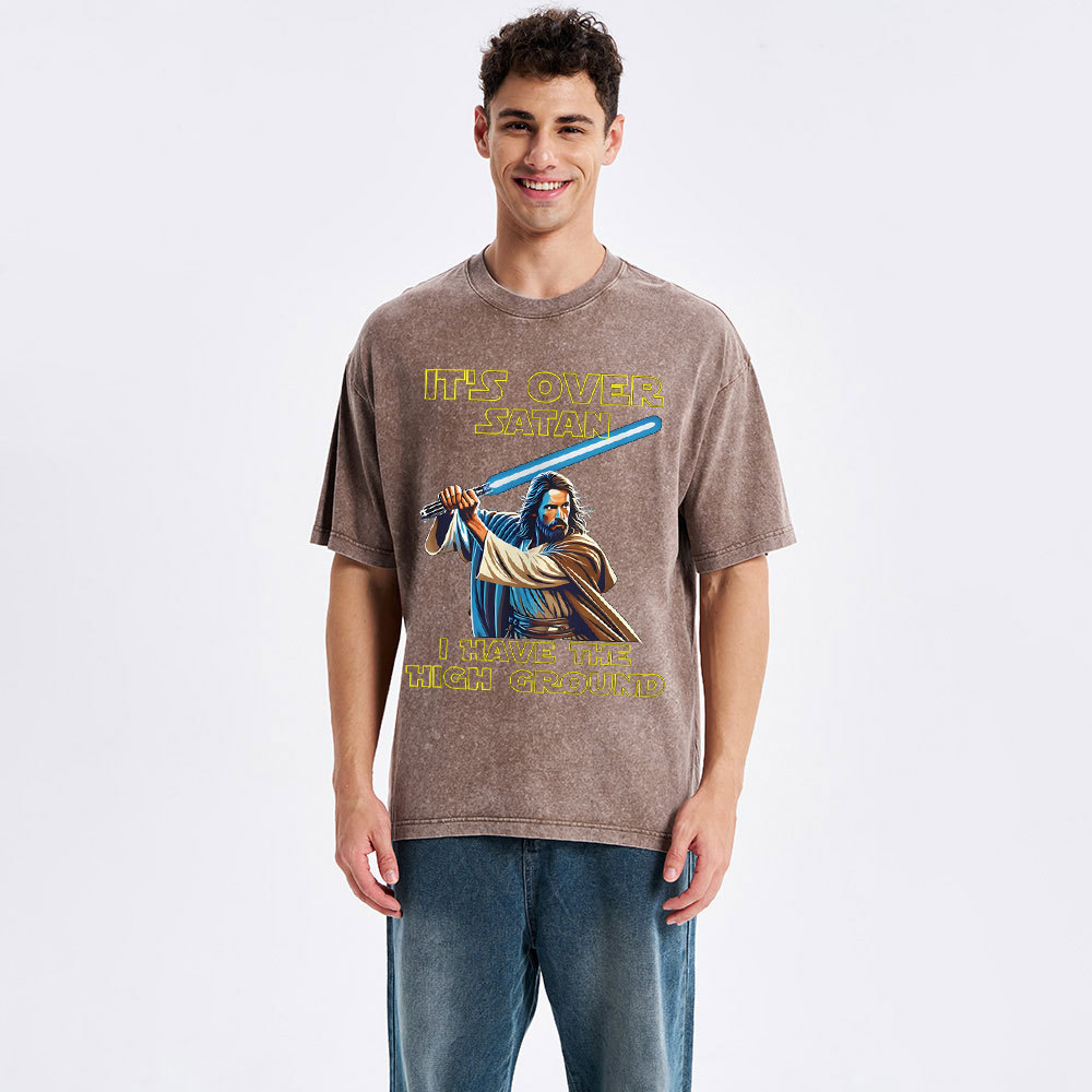 It's Over Satan Chrsitian Washed T-Shirt