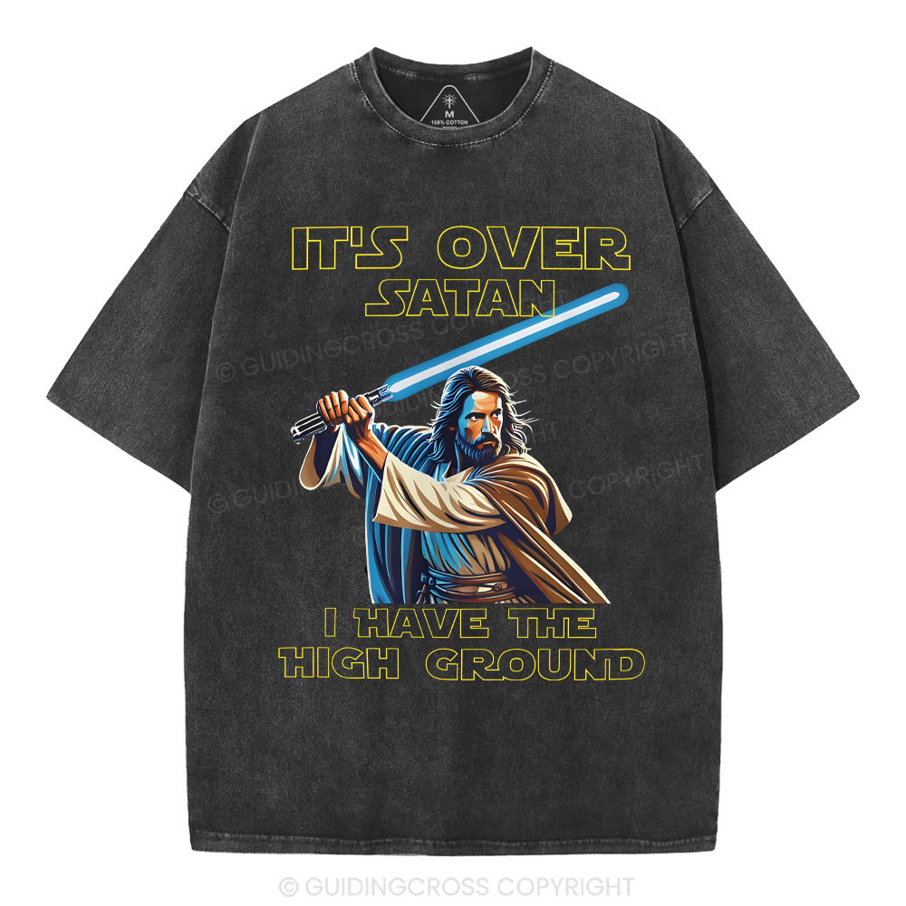 It's Over Satan Chrsitian Washed T-Shirt