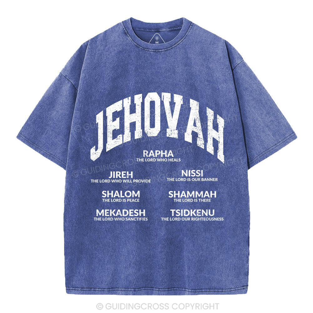 JEHOVAH Christian Washed T-Shirt Sale - GuidingCross