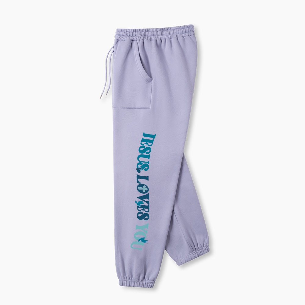Jesus Loves You Christian Fleece Sweatpants