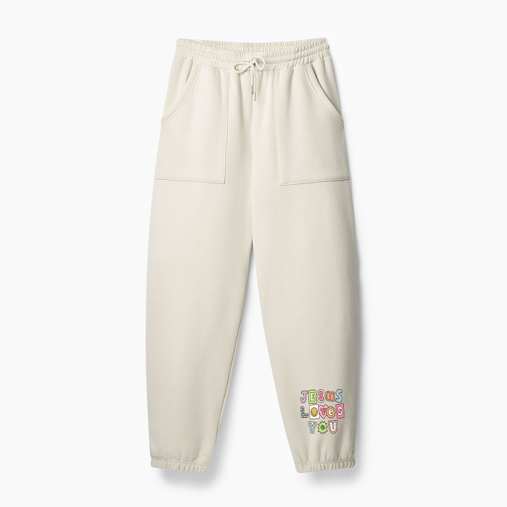 Jesus Loves You Christian Fleece Sweatpants