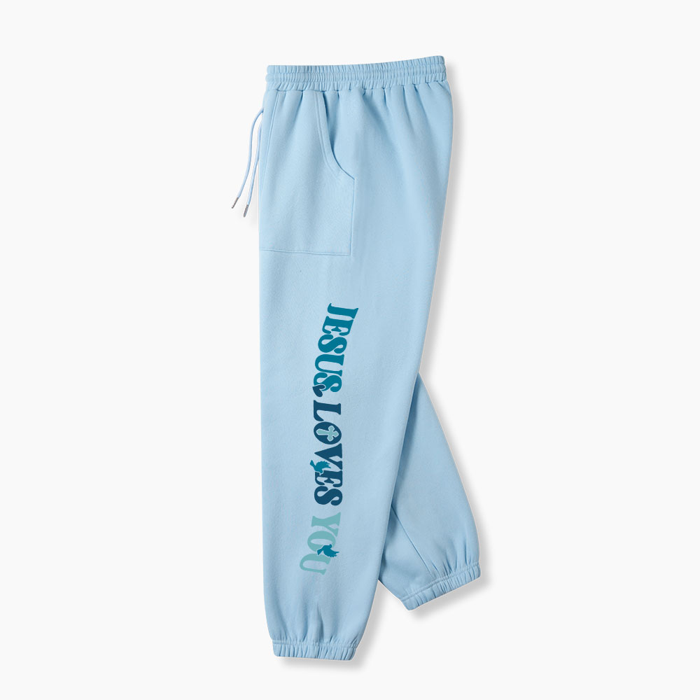 Jesus Loves You Christian Fleece Sweatpants