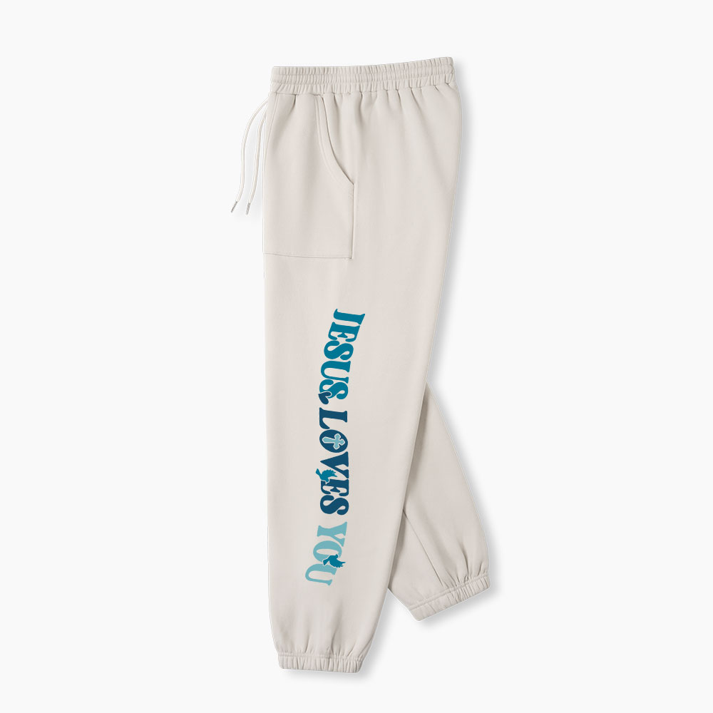 Jesus Loves You Christian Fleece Sweatpants