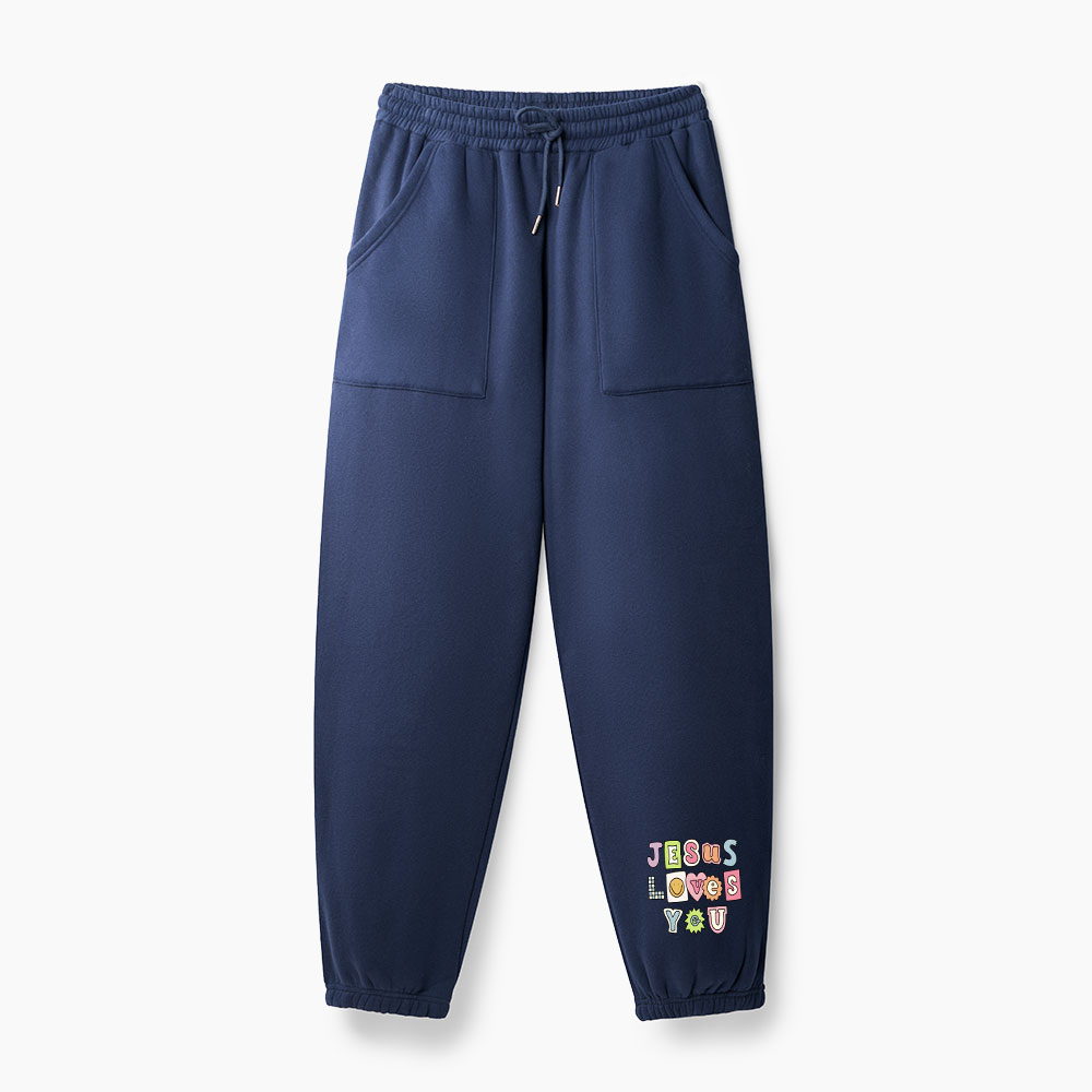 Jesus Loves You Christian Fleece Sweatpants
