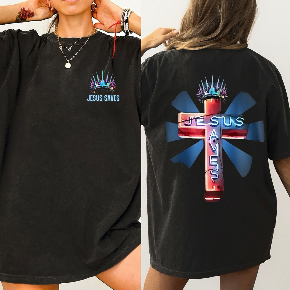 JESUS SAVES Chirstian Washed T-Shirt
