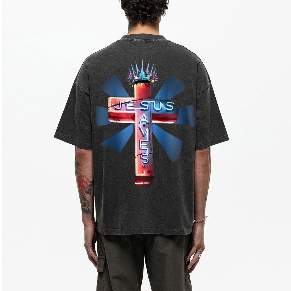 JESUS SAVES Chirstian Washed T-Shirt