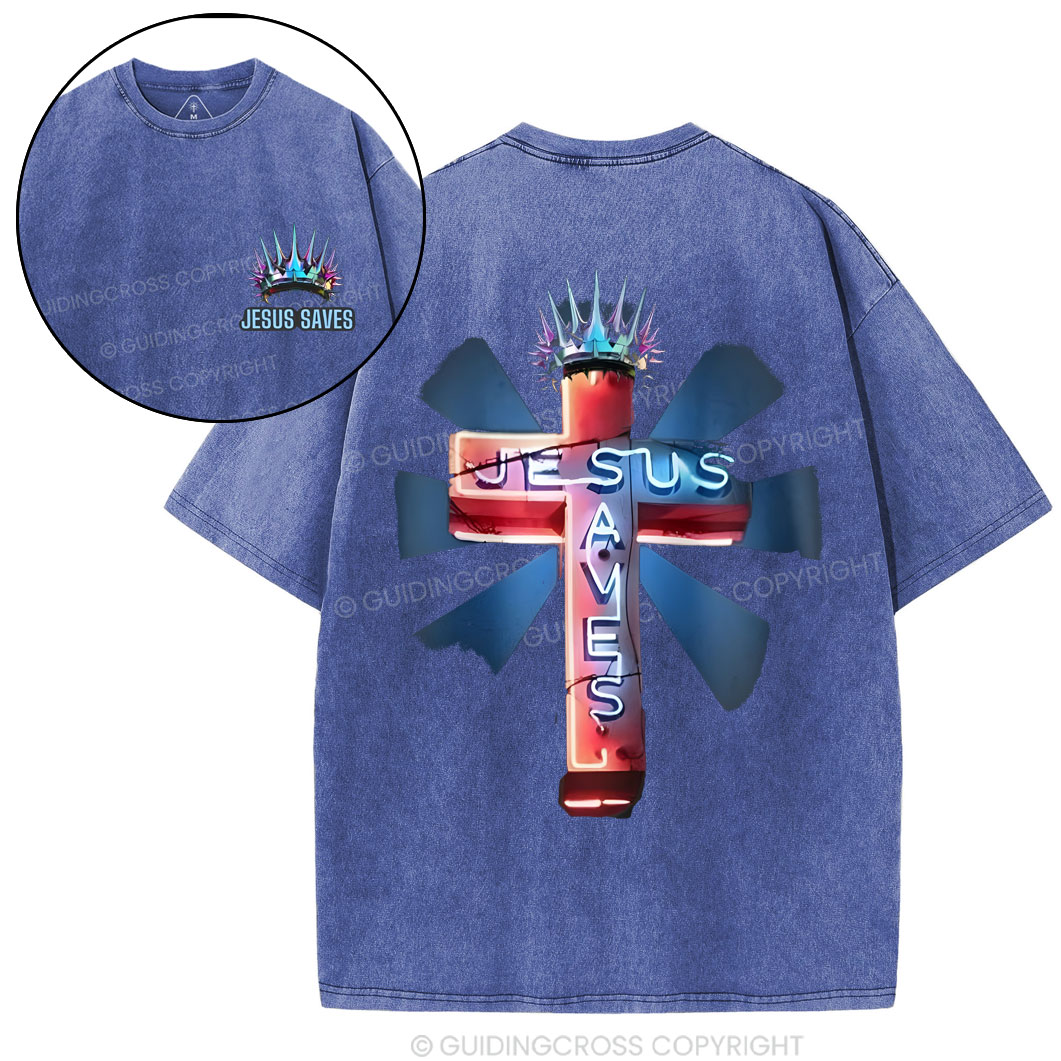 JESUS SAVES Chirstian Washed T-Shirt