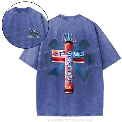 JESUS SAVES Chirstian Washed T-Shirt