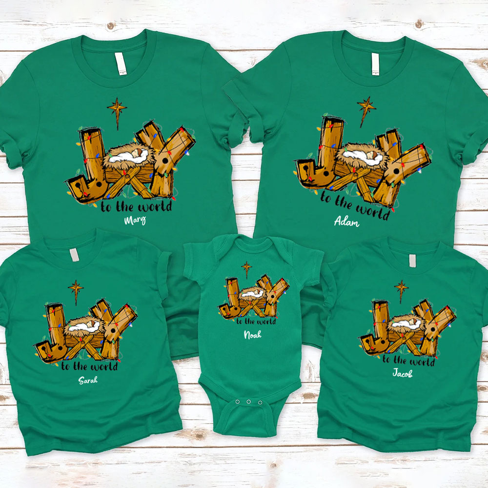Personalized JOY Christmas Family Matching Shirts