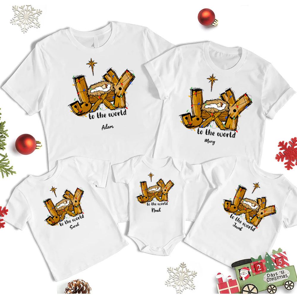 Personalized JOY Christmas Family Matching Shirts