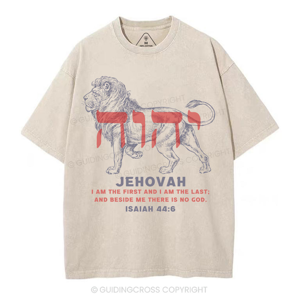 Jehovah King Lion Christian Washed T-Shirt