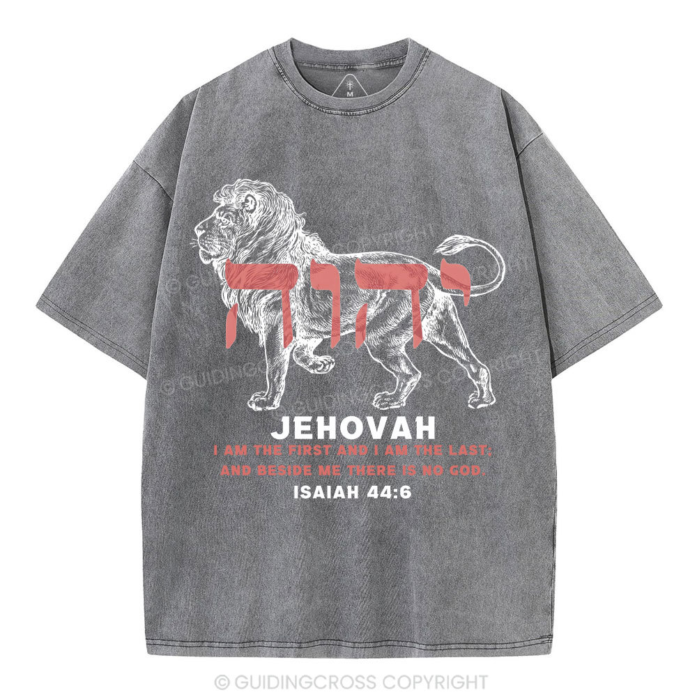 Jehovah King Lion Christian Washed T-Shirt