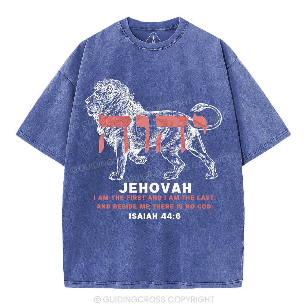 Jehovah King Lion Christian Washed T-Shirt