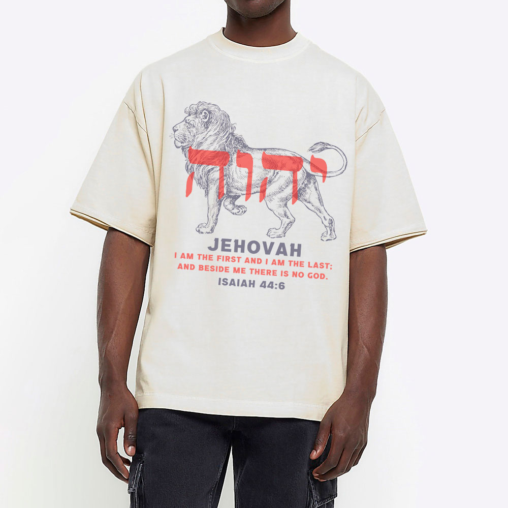 Jehovah King Lion Christian Washed T-Shirt