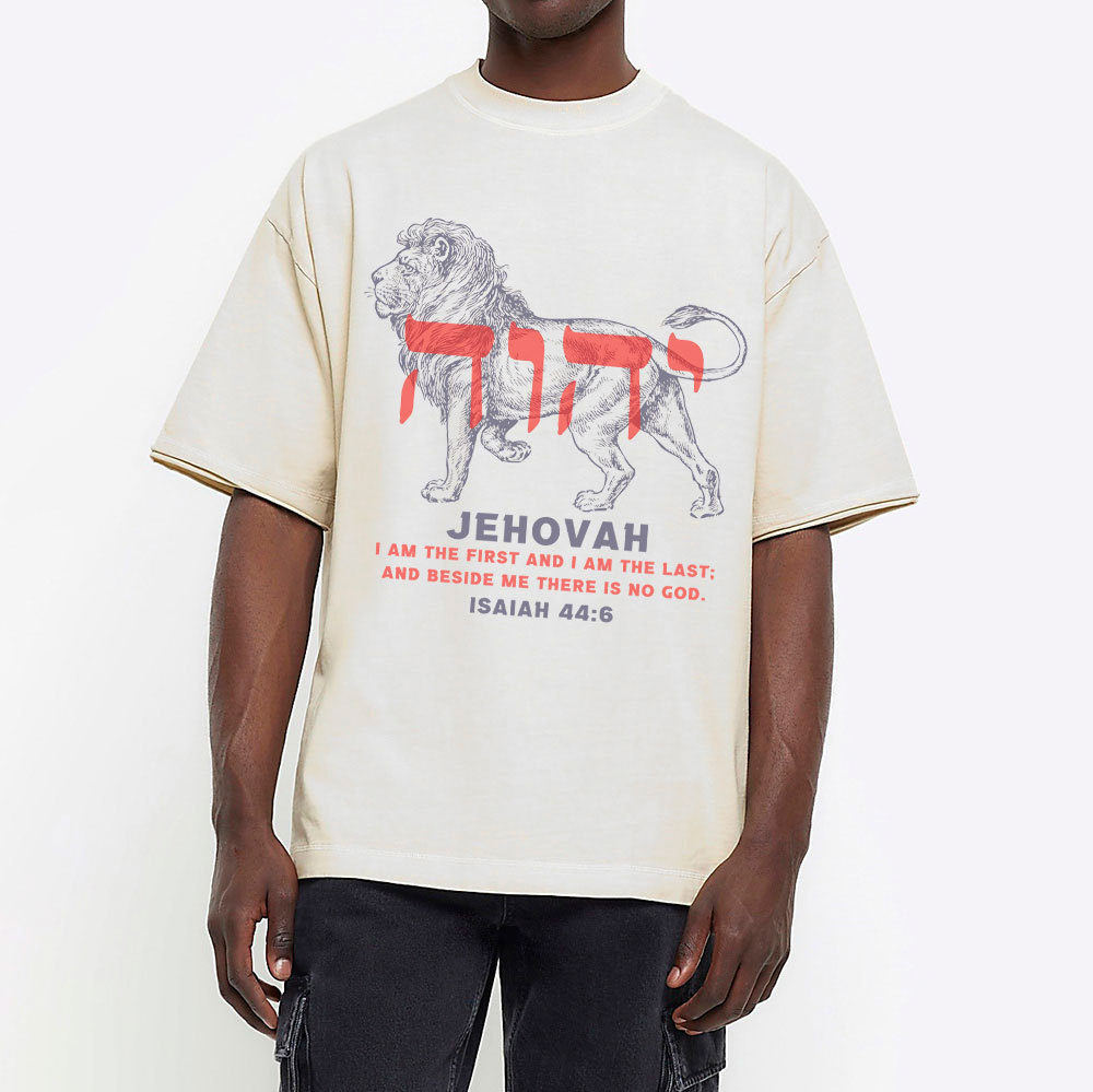 Jehovah King Lion Christian Washed T-Shirt