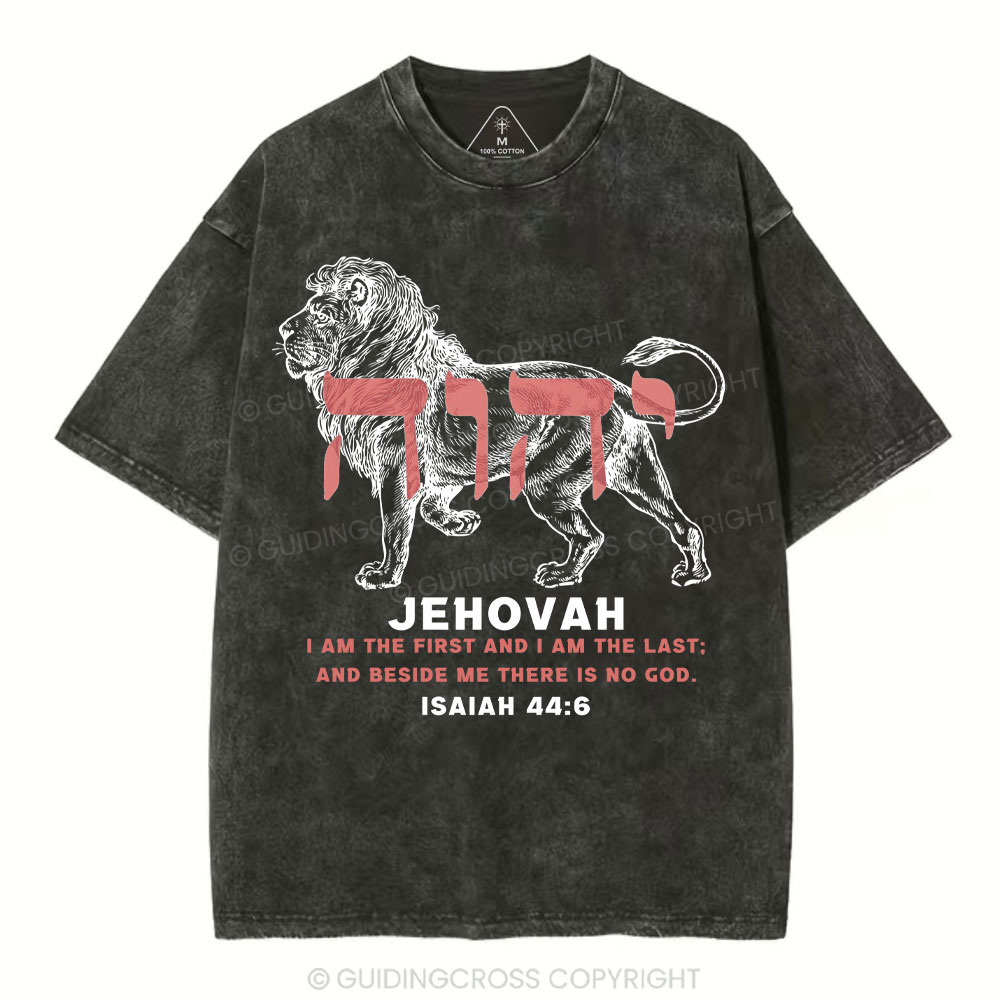 Jehovah King Lion Christian Washed T-Shirt