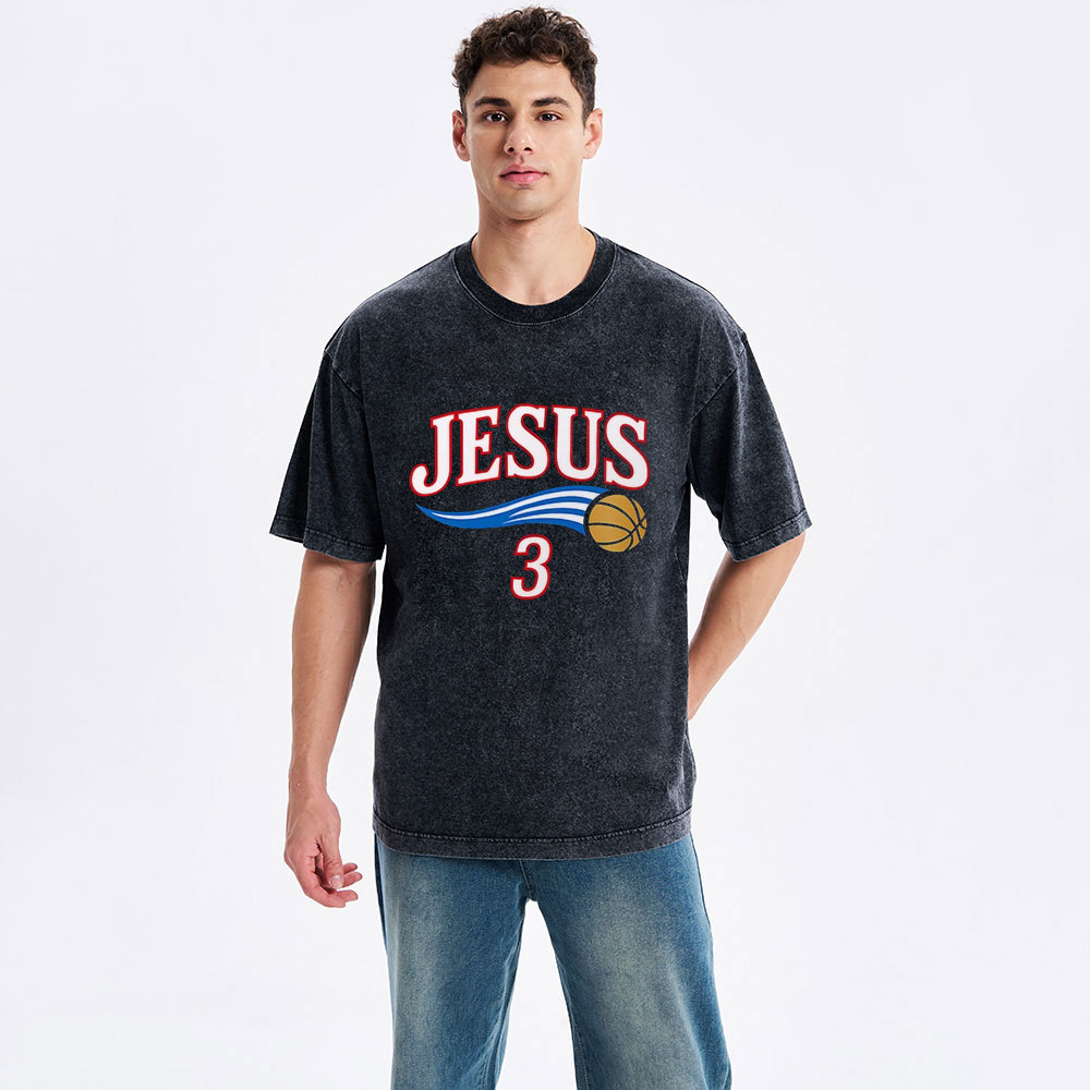 Jesus 3 Christian Washed T-Shirt