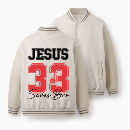 Jesus 33 Christian Color Block Baseball Jacket