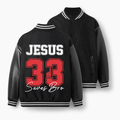 Jesus 33 Christian Color Block Baseball Jacket