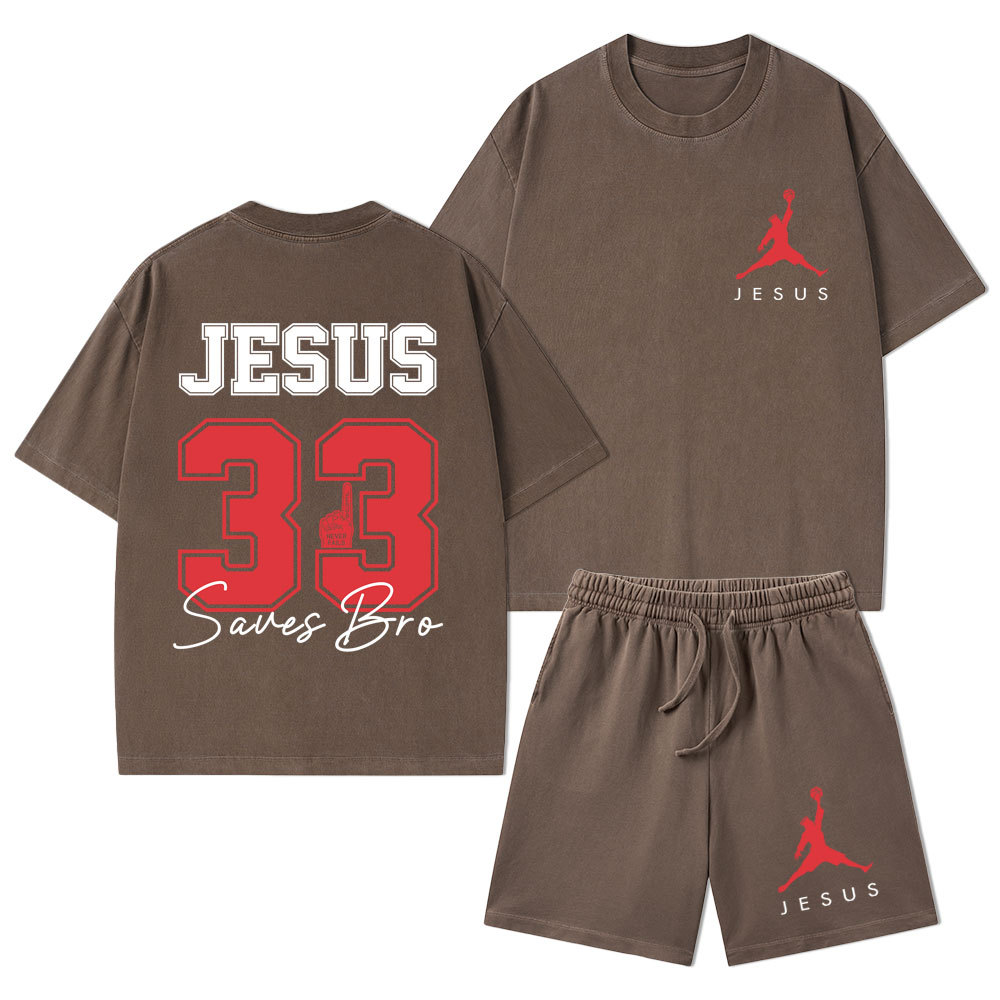 Jesus 33 Christian Washed T-Shirt & Shorts