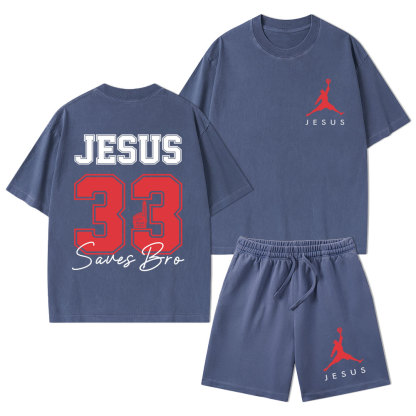 Jesus 33 Christian Washed T-Shirt & Shorts