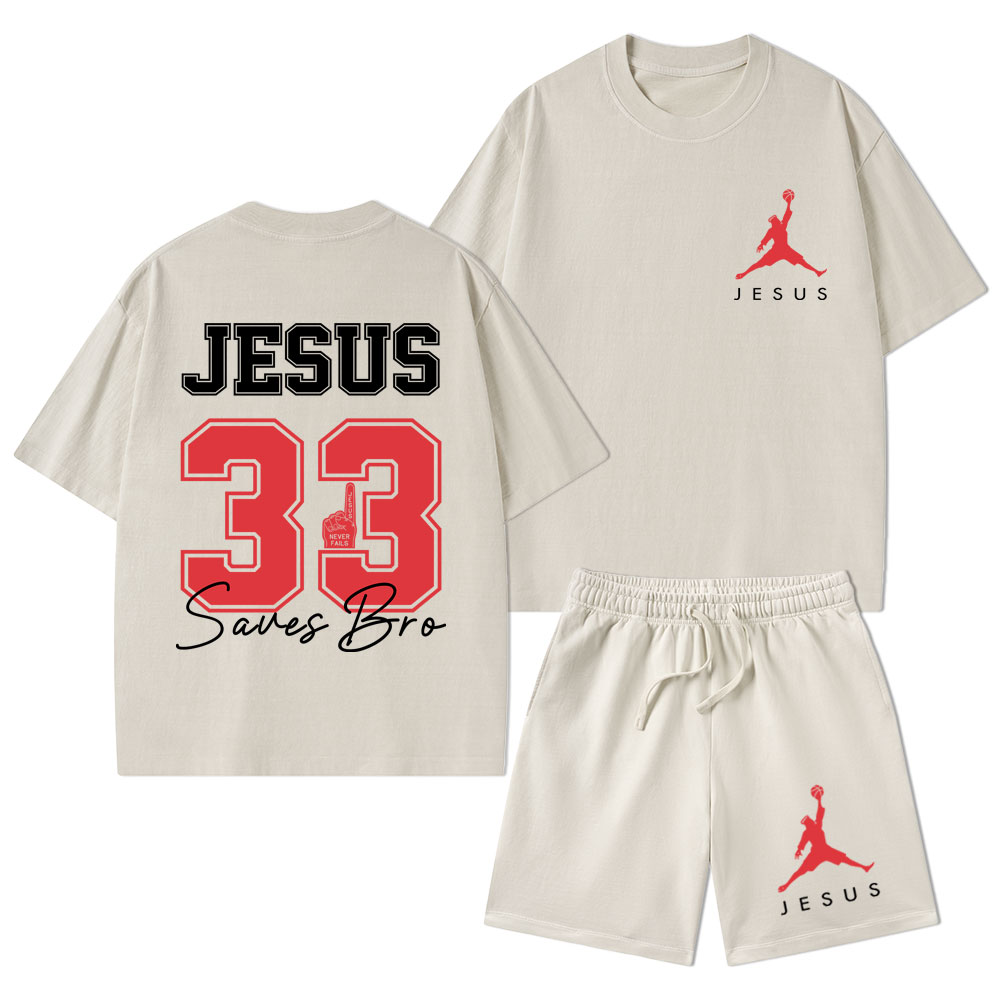 Jesus 33 Christian Washed T-Shirt & Shorts