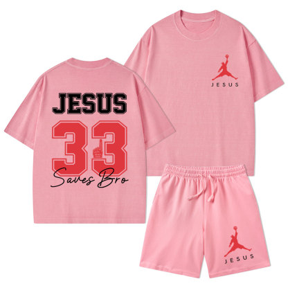 Jesus 33 Christian Washed T-Shirt & Shorts