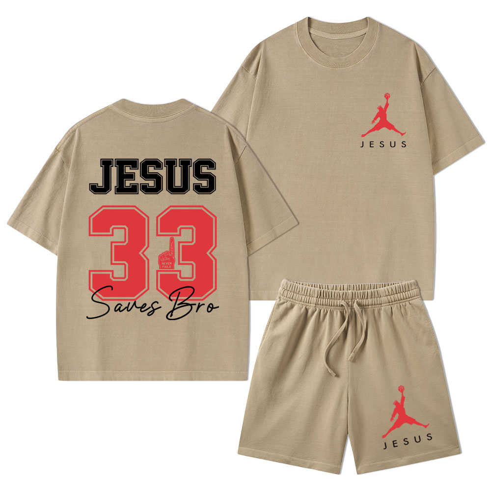 Jesus 33 Christian Washed T-Shirt & Shorts