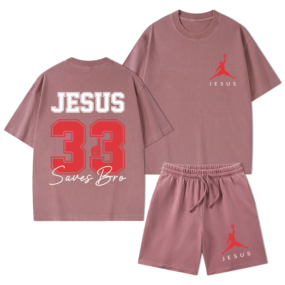 Jesus 33 Christian Washed T-Shirt & Shorts