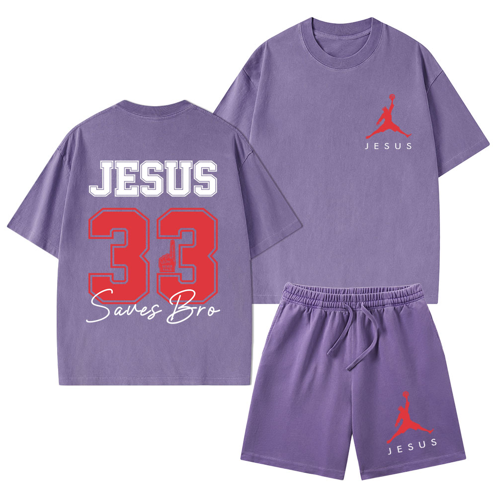 Jesus 33 Christian Washed T-Shirt & Shorts