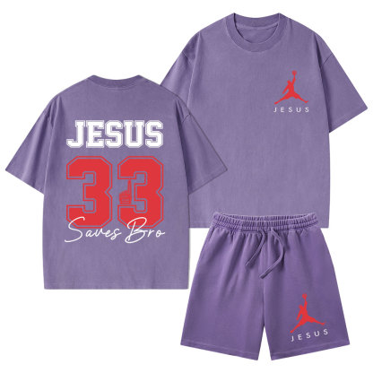 Jesus 33 Christian Washed T-Shirt & Shorts