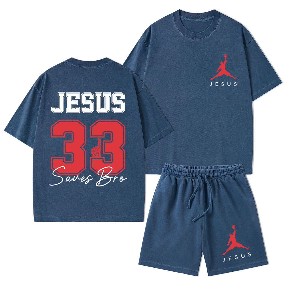 Jesus 33 Christian Washed T-Shirt & Shorts
