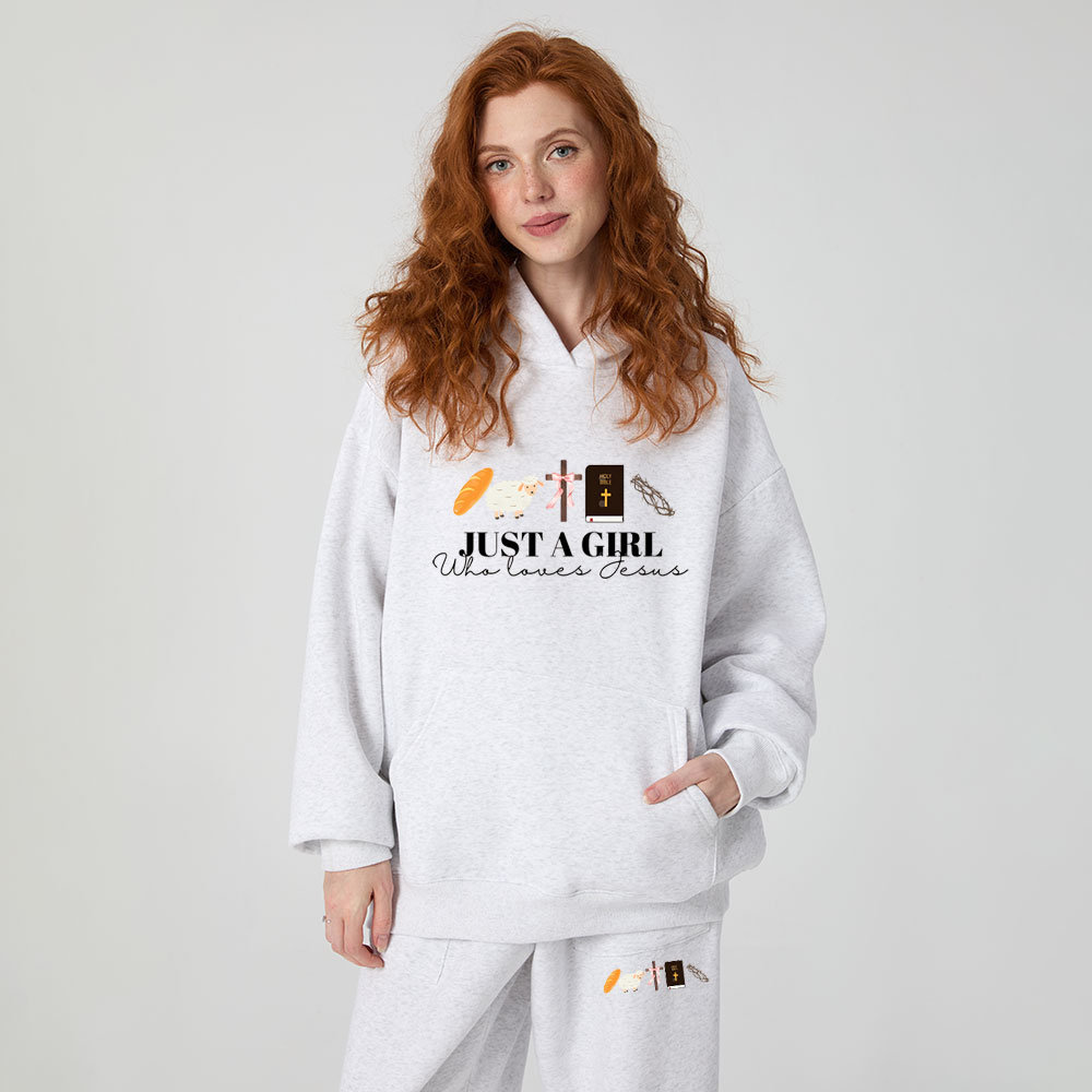 Jesus A Girl Who Loves Jesus Christian Premium Fleece Hoodie Set