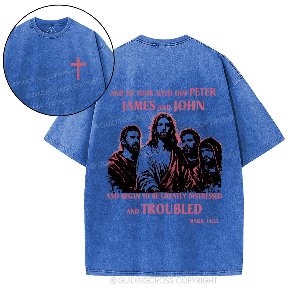 Jesus And Disciples Christian Washed T-Shirt