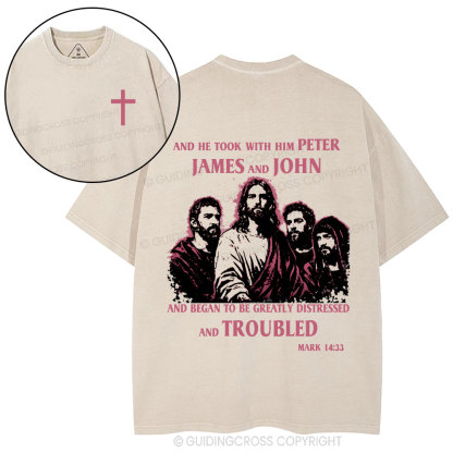 Jesus And Disciples Christian Washed T-Shirt