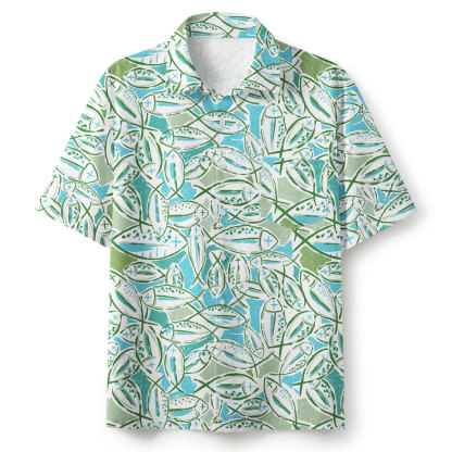 Jesus And Fish In Summer Green Christian Hawaiian Shirt 