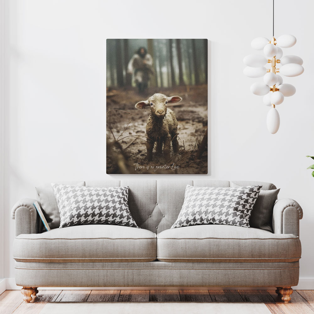 Jesus And Lamb Christian Canvas Wall Art