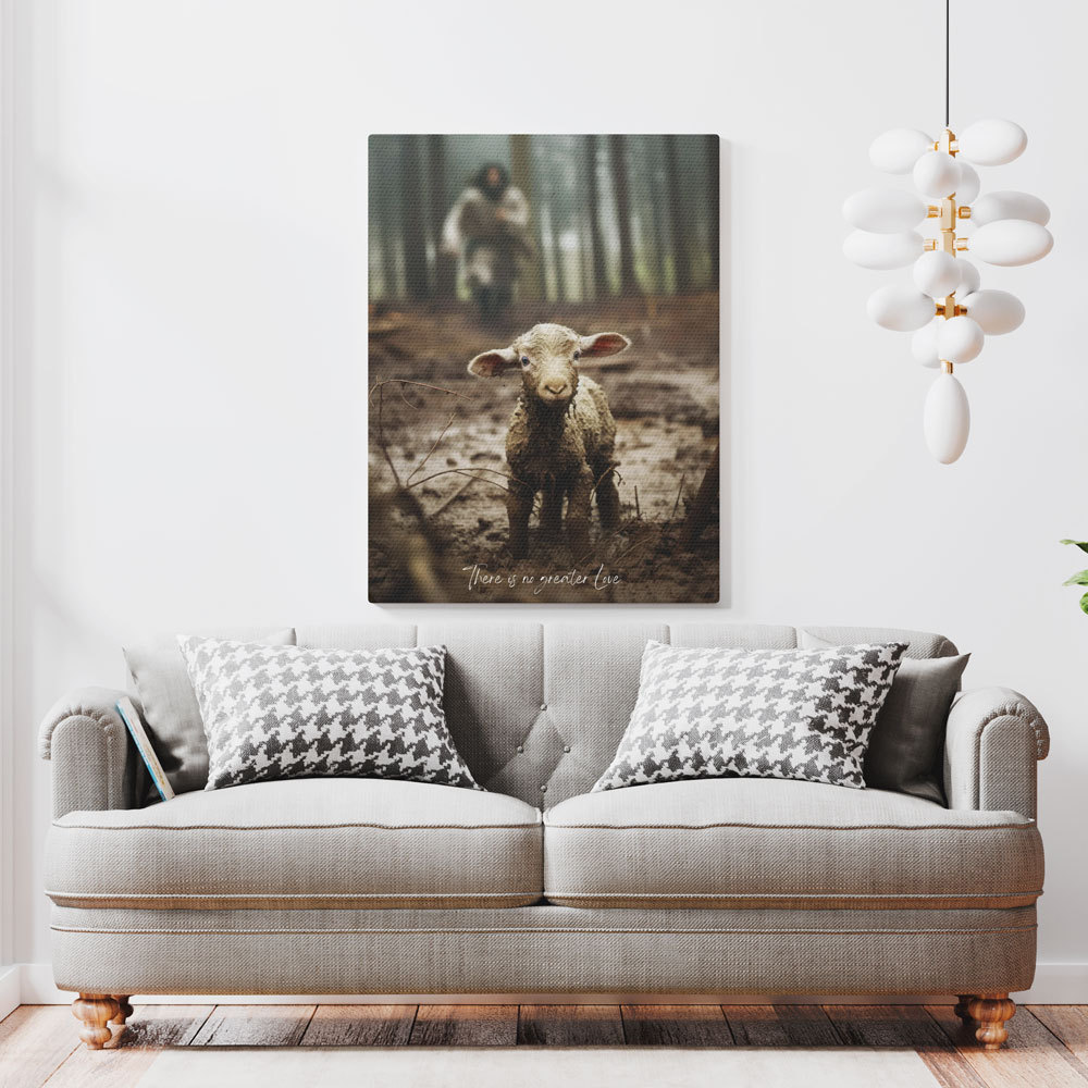 Jesus And Lamb Christian Canvas Wall Art
