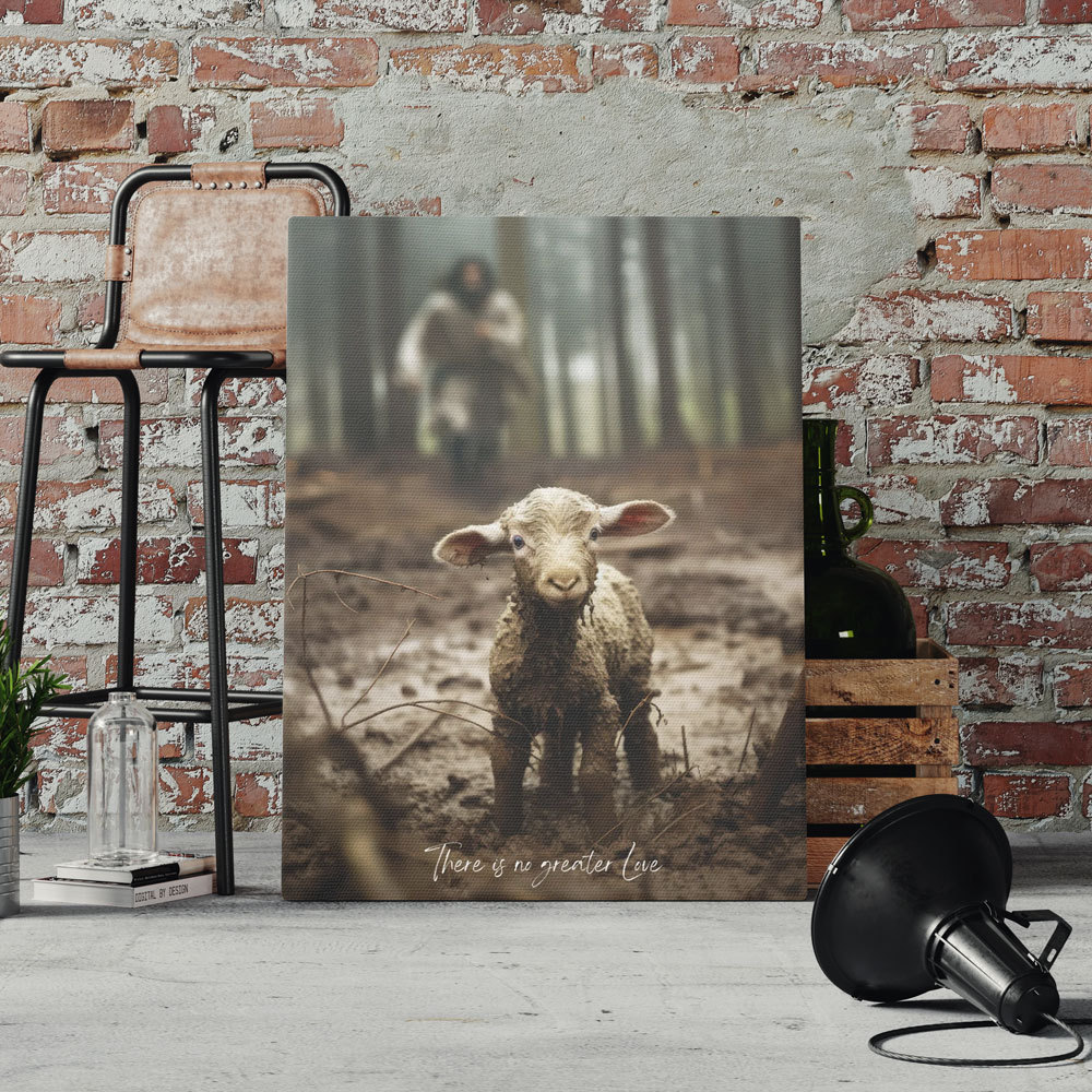 Jesus And Lamb Christian Canvas Wall Art