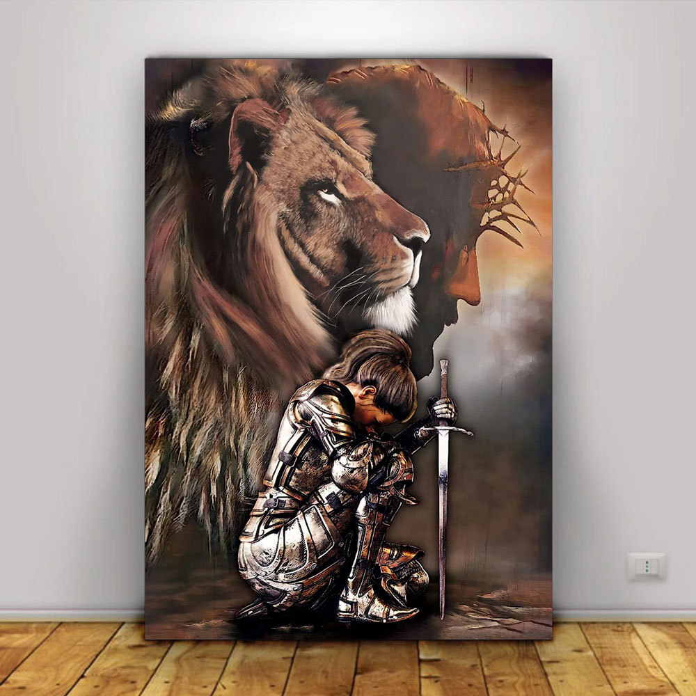 Jesus And Lion Armor Of God Christian Canvas Wall Art