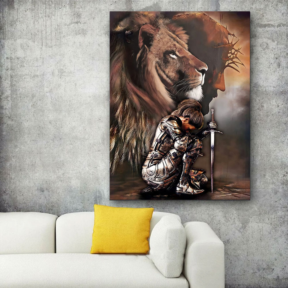 Jesus And Lion Armor Of God Christian Canvas Wall Art