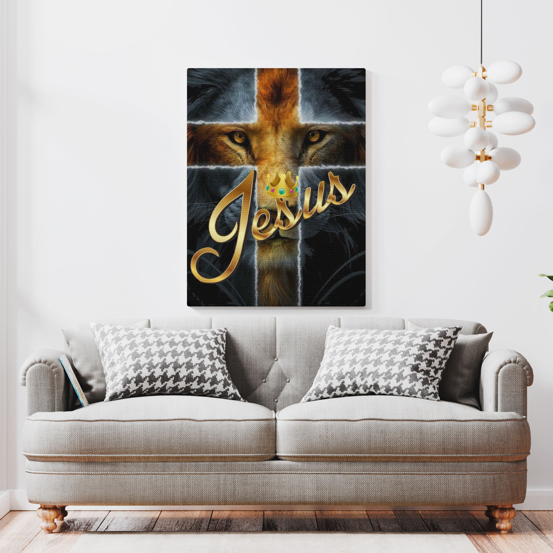 Jesus And Lion Christian Canvas Wall Art